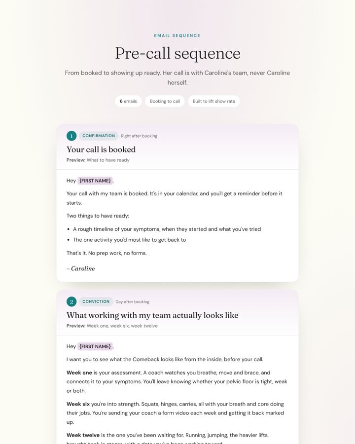 Pre-call sequence preview